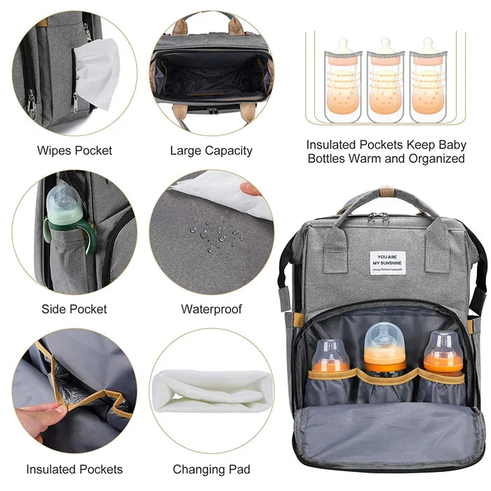 Premium Baby Diaper Bag + Diaper Station+ Mosquito Net + Extra Pouch