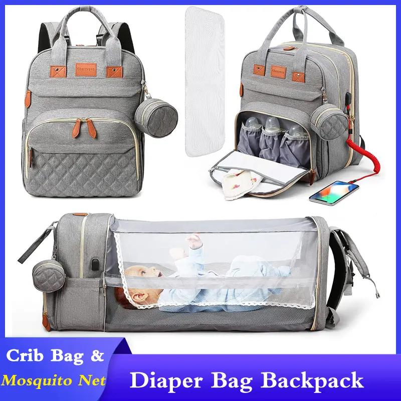 Premium Baby Diaper Bag + Diaper Station+ Mosquito Net + Extra Pouch